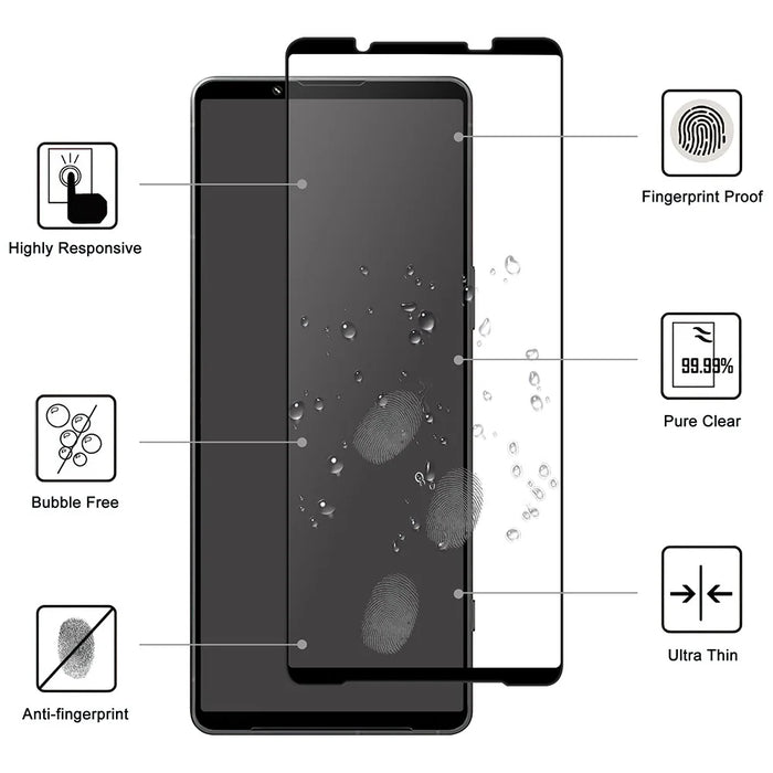 For Sony Xperia 1 VI Screen Protector Black Edge AGC Glass HD Clear Screen Film - 2