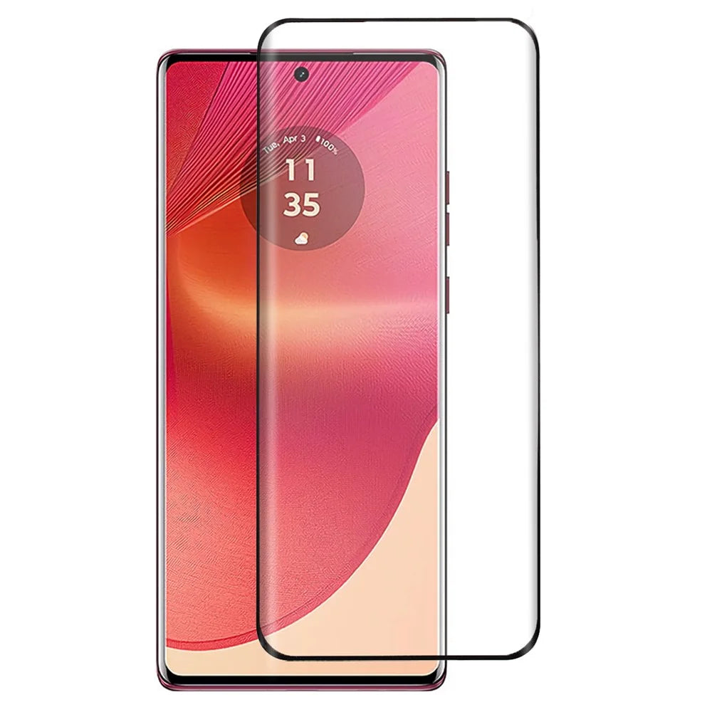 For Motorola G96 5G / Moto G86 5G / Edge 50 Fusion 5G Screen Protector Black Edge Curved Edge Tempered Glass Clear Film - 1