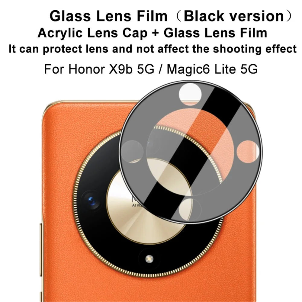 IMAK For Honor X9b 5G / Magic6 Lite 5G Tempered Glass Lens Protector+Acrylic Lens Cap (Black Version) - 2