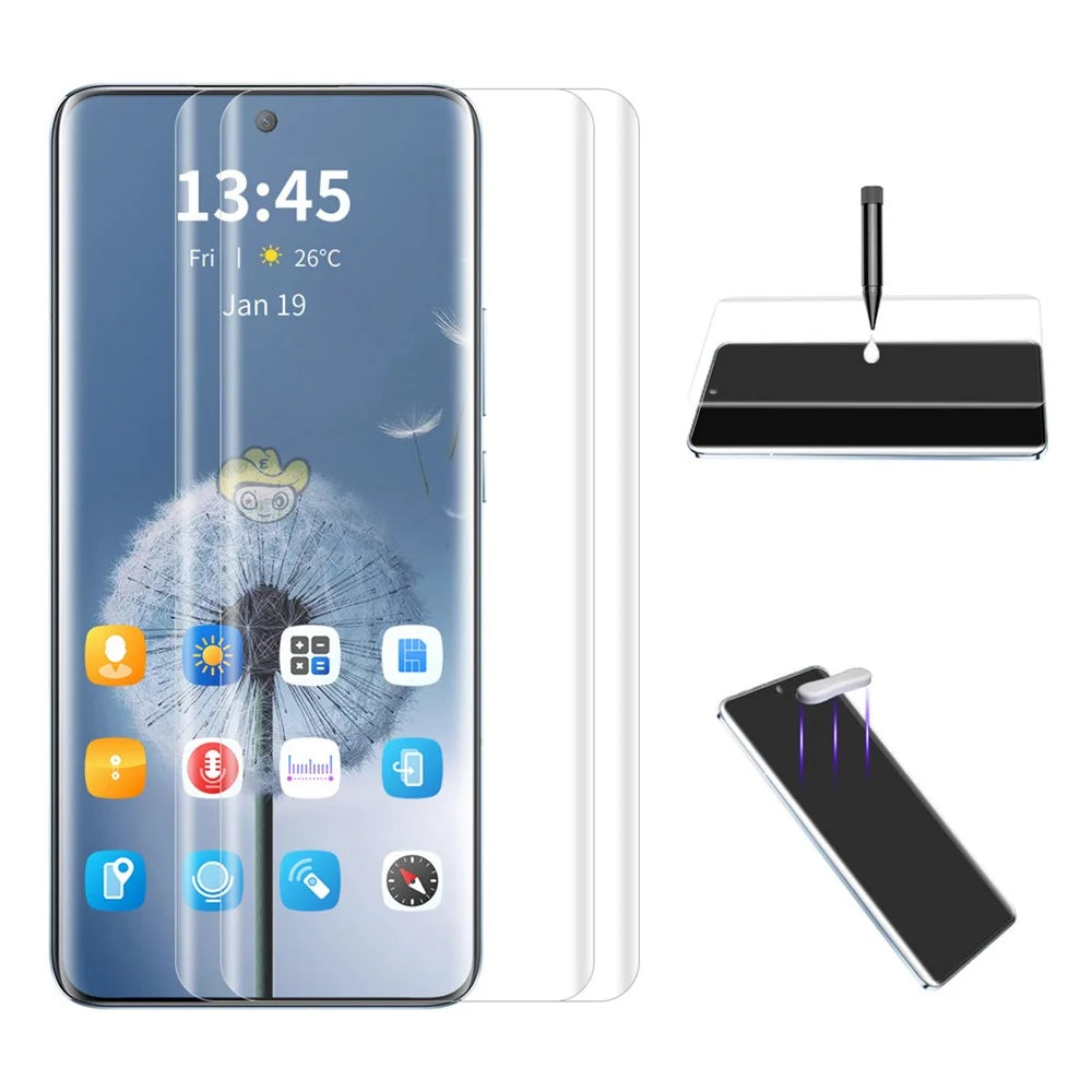 ENKAY HAT PRINCE 2Pcs For Realme GT5 Pro 5G Screen Protector UV Liquid Full Glue Curved Screen Film, Support Fingerprint Unlock - 1
