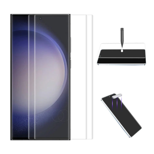 ENKAY HAT PRINCE 2Pcs For Samsung Galaxy S23 Ultra Screen Protector UV Liquid High Aluminium-Silicon Glass Screen Film Support Fingerprint Unlock - 1