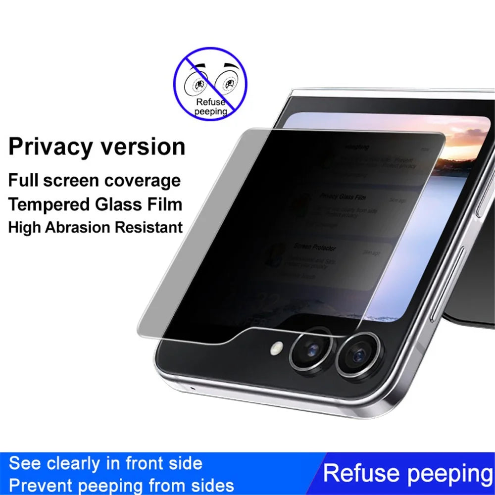 IMAK For Samsung Galaxy Z Flip7 FE 5G / Z Flip6 5G Small Screen Protector Anti-Peeping Tempered Glass Front Film - 4
