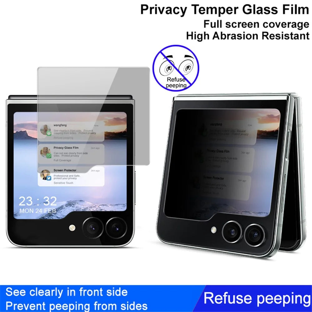 IMAK For Samsung Galaxy Z Flip7 FE 5G / Z Flip6 5G Small Screen Protector Anti-Peeping Tempered Glass Front Film - 5