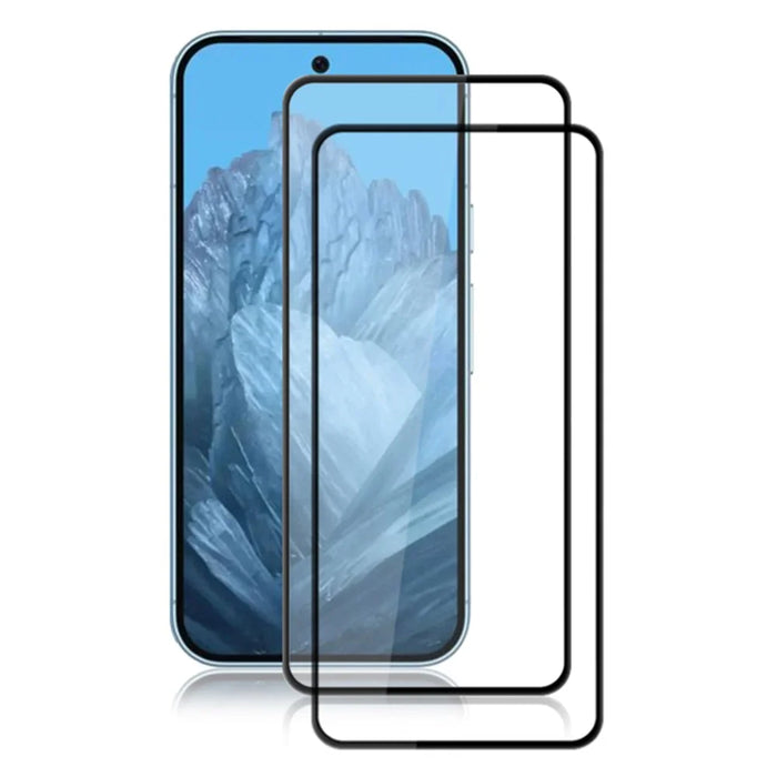AMORUS 2Pcs For Google Pixel 9 Pro XL Screen Protector Tempered Glass Film Silk Printing Case Friendly - Black - 1