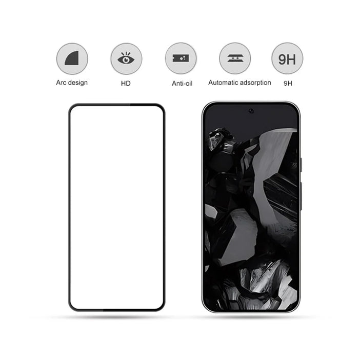 MOCOLO For Google Pixel 9 / Pixel 9 Pro Screen Protector Tempered Glass Silk Printing Film Complete Covering - Black - 3