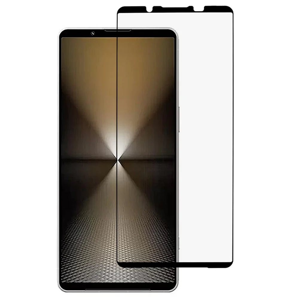 For Sony Xperia 1 VI Tempered Glass Electroplating Anti-Fingerprint Silk Printing Full Glue Screen Protector - 1