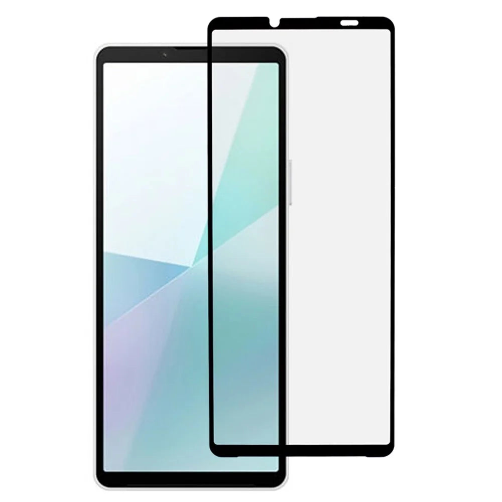 For Sony Xperia 10 VI Tempered Glass Electroplating Anti-Fingerprint Silk Printing Full Glue Screen Protector - 1