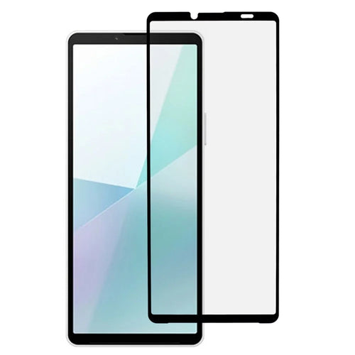 For Sony Xperia 10 VI Tempered Glass Electroplating Anti-Fingerprint Silk Printing Full Glue Screen Protector - 1