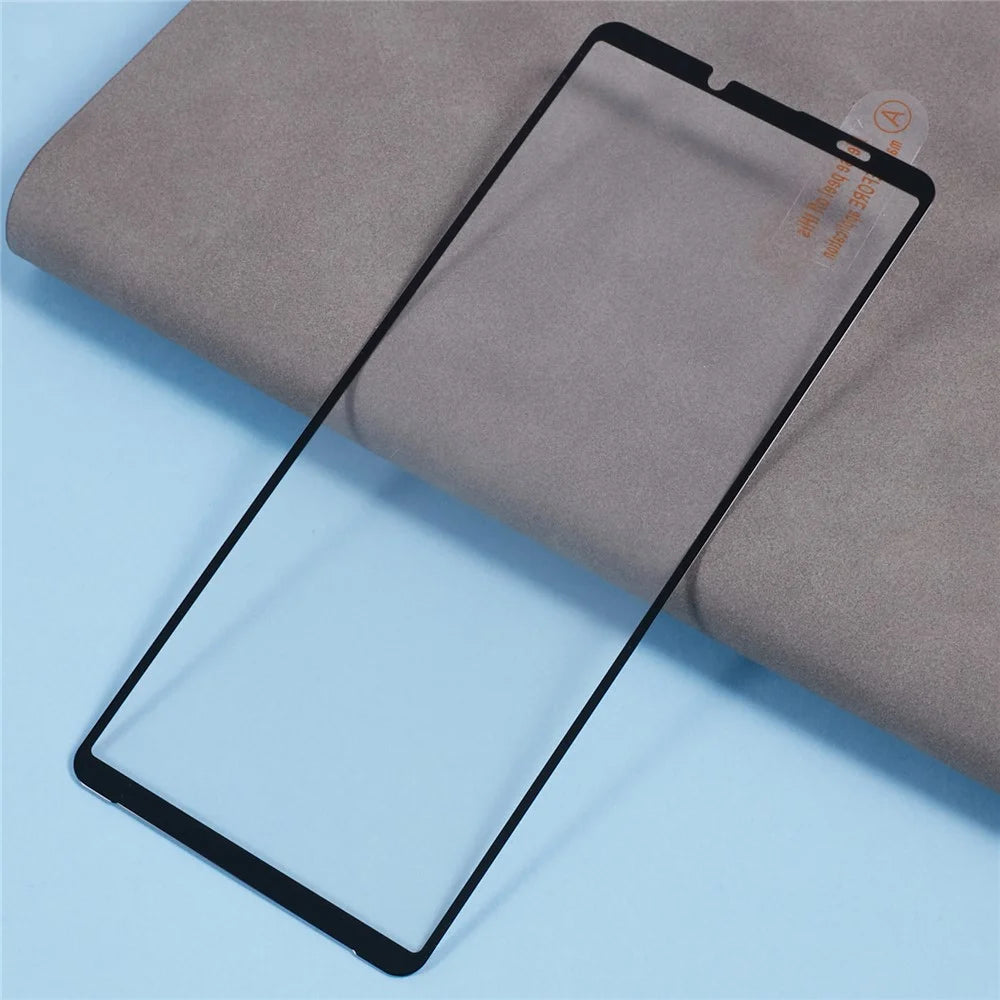 For Sony Xperia 10 VI Tempered Glass Electroplating Anti-Fingerprint Silk Printing Full Glue Screen Protector - 4