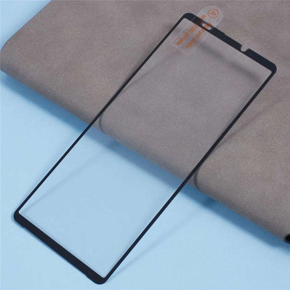 For Sony Xperia 10 VI Tempered Glass Electroplating Anti-Fingerprint Silk Printing Full Glue Screen Protector - 7