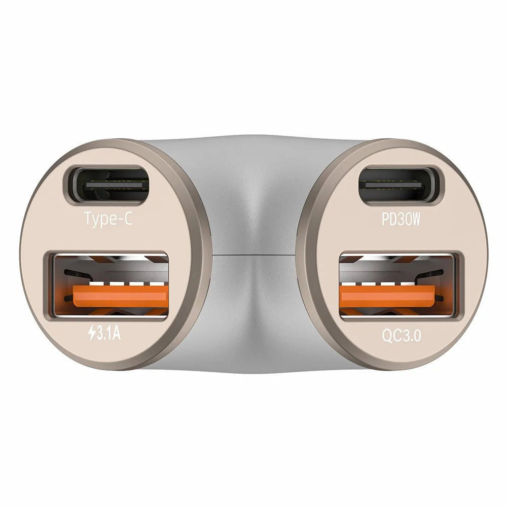 A2 78W Y-Shaped Car Charger 2 USB + 2 Type-C Phone Fast Charging Power Adapter - Silver - 2