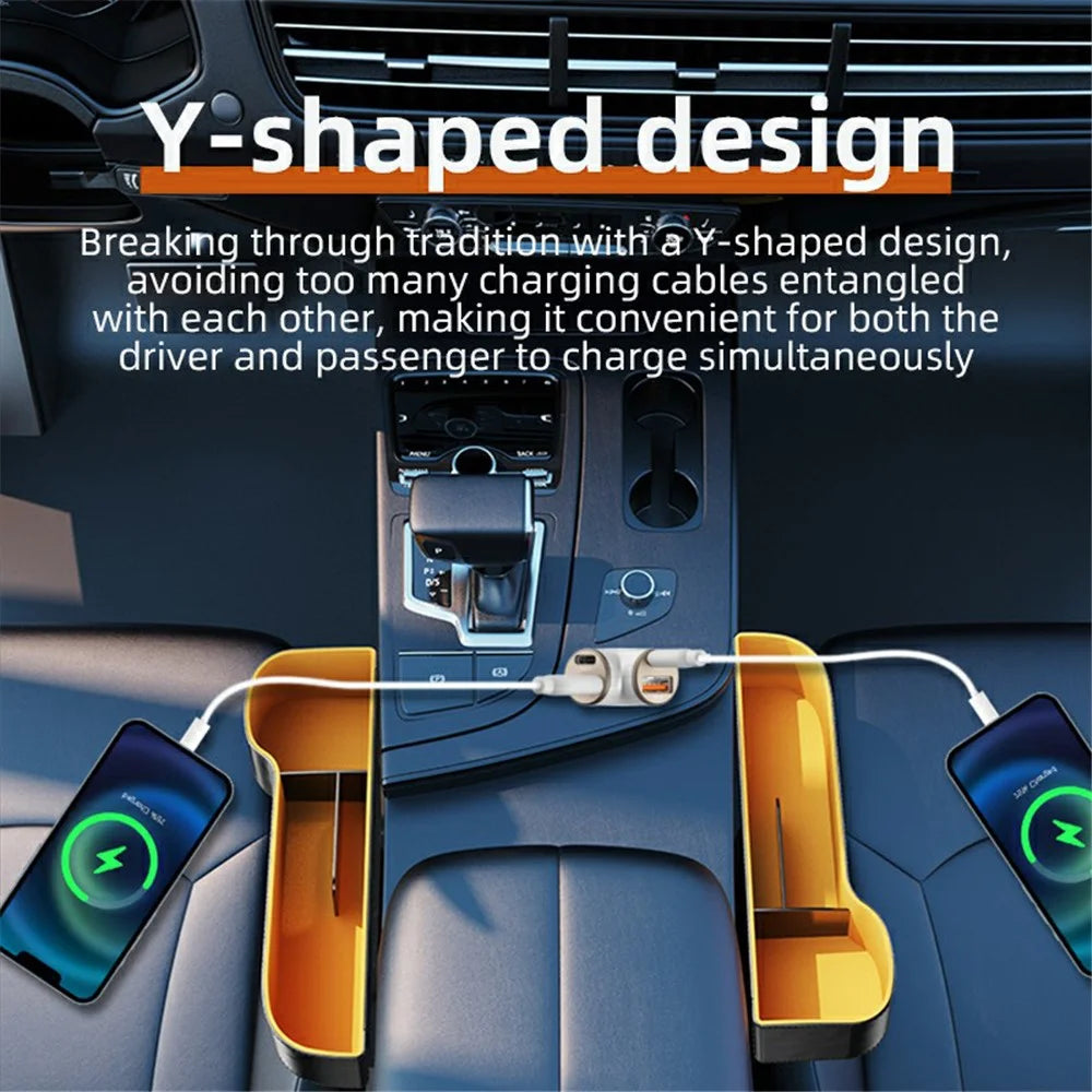 A2 78W Y-Shaped Car Charger 2 USB + 2 Type-C Phone Fast Charging Power Adapter - Silver - 4