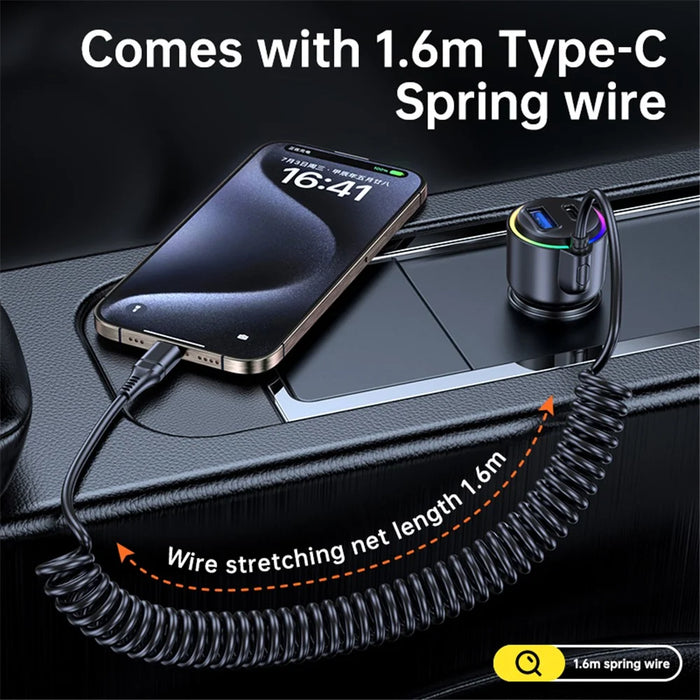 T26 45W+30W USB+Type-C Phone Fast Charging Adapter Car Charger with PD 30W Type-C Spring Cable (CE Certified) - 3
