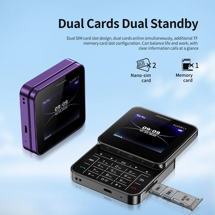 AUAR11 Dual SIM Standby Rotating 2G Phone with 2.4 inch Color Screen - Purple - 6