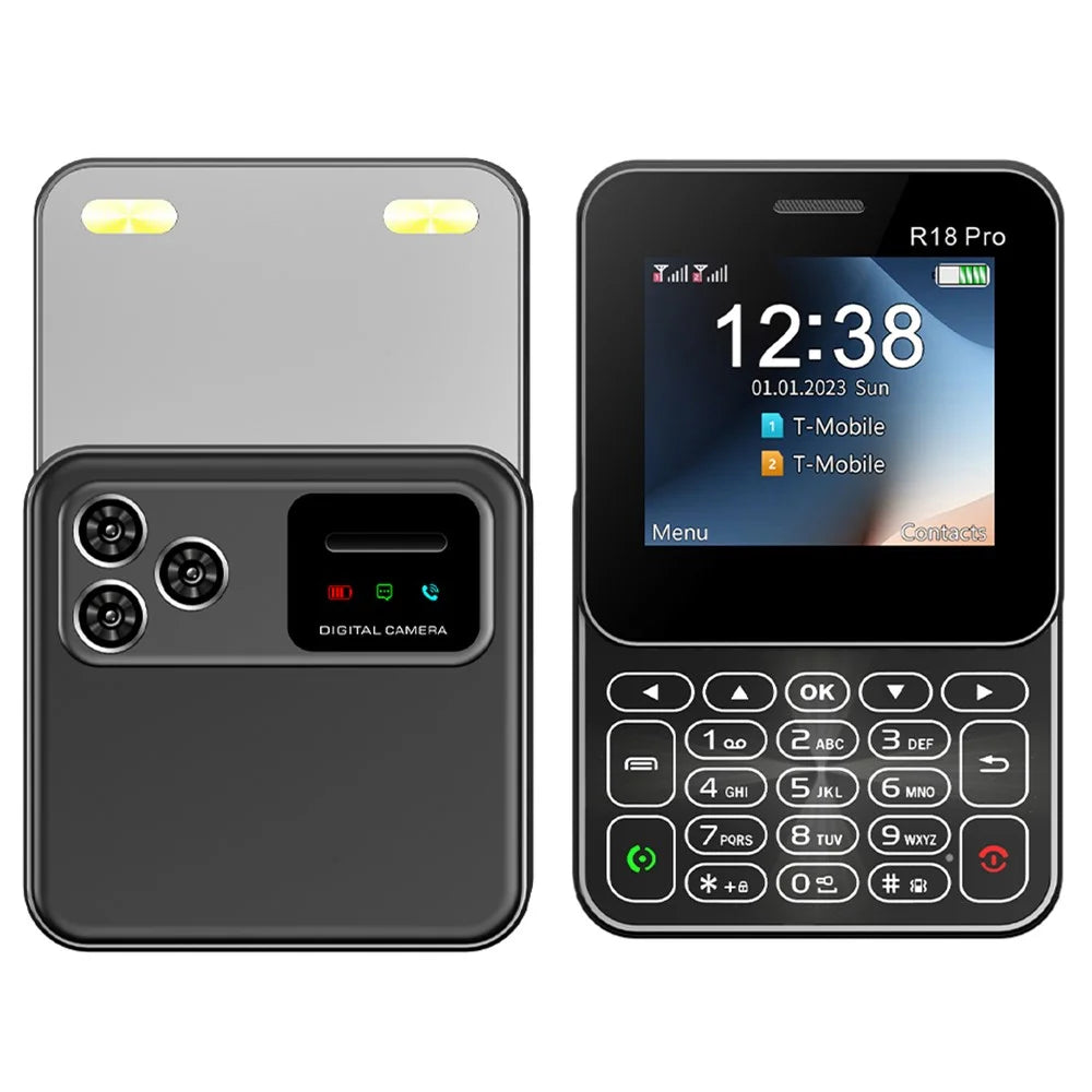 R18 Pro Dual SIM Standby Rotating 2G Phone with 2.4 inch Color Screen - Black - 1
