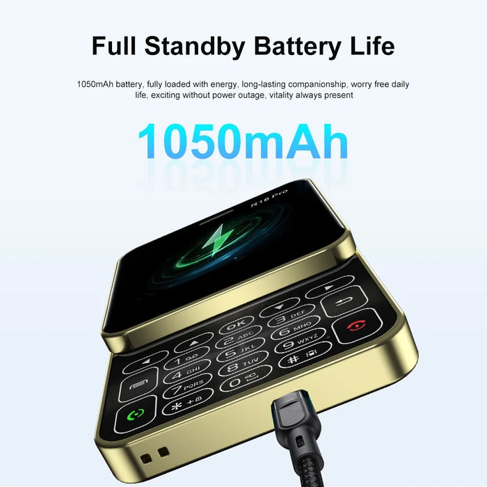 R18 Pro Dual SIM Standby Rotating 2G Phone with 2.4 inch Color Screen - Black - 4
