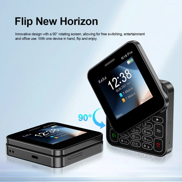 R18 Pro Dual SIM Standby Rotating 2G Phone with 2.4 inch Color Screen - Black - 6