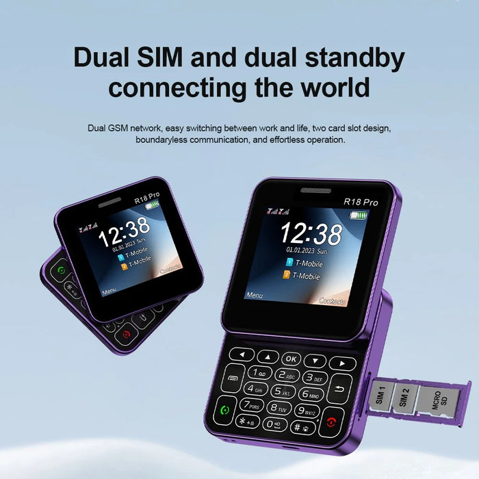 R18 Pro Dual SIM Standby Rotating 2G Phone with 2.4 inch Color Screen - Black - 7