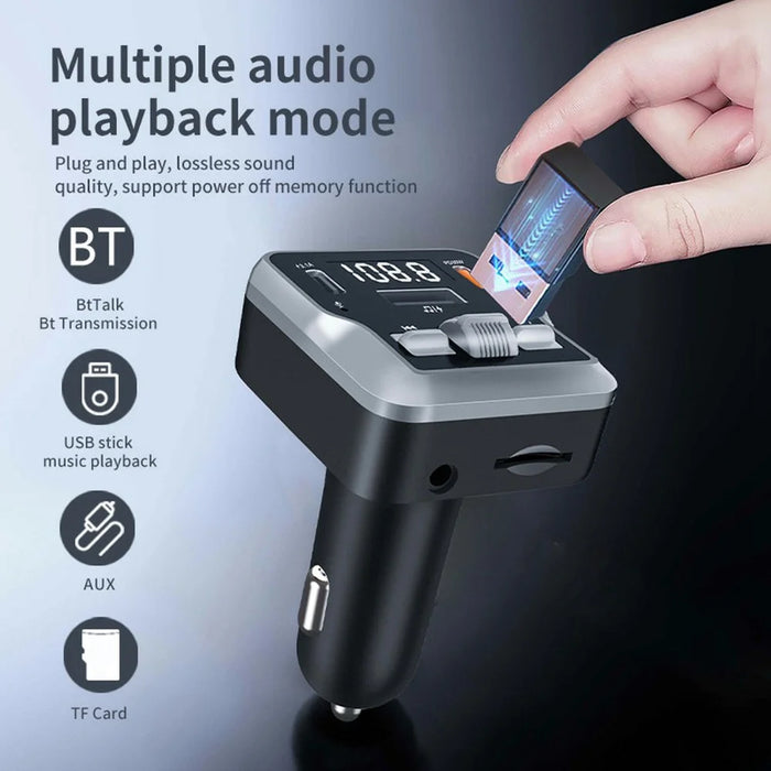 C64 Bluetooth-compatible 5.3 Car Adapter PD 30W Car Charger Handsfree Calling Audio Receiver MP3 Music Player - 3