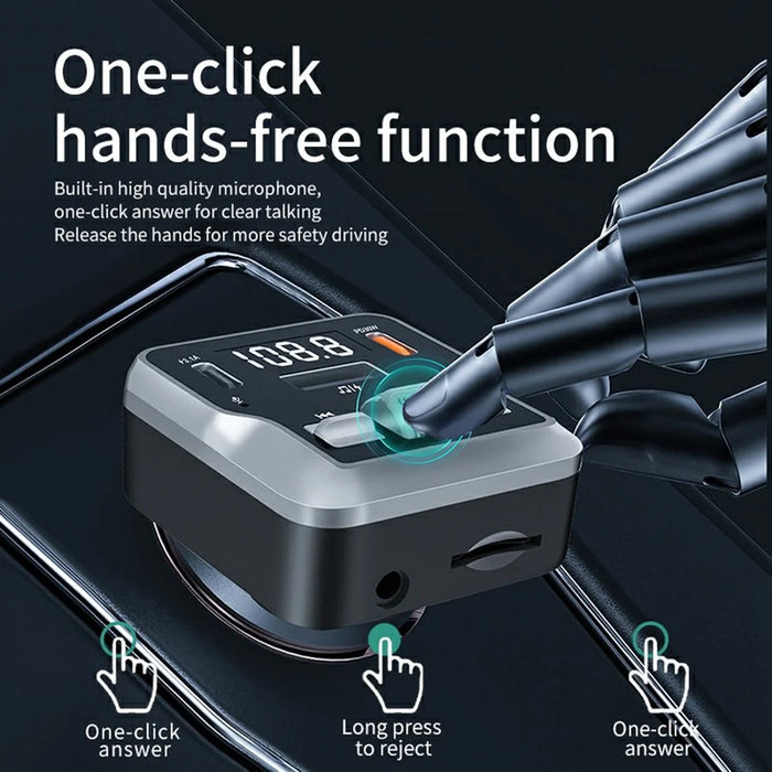C64 Bluetooth-compatible 5.3 Car Adapter PD 30W Car Charger Handsfree Calling Audio Receiver MP3 Music Player - 4