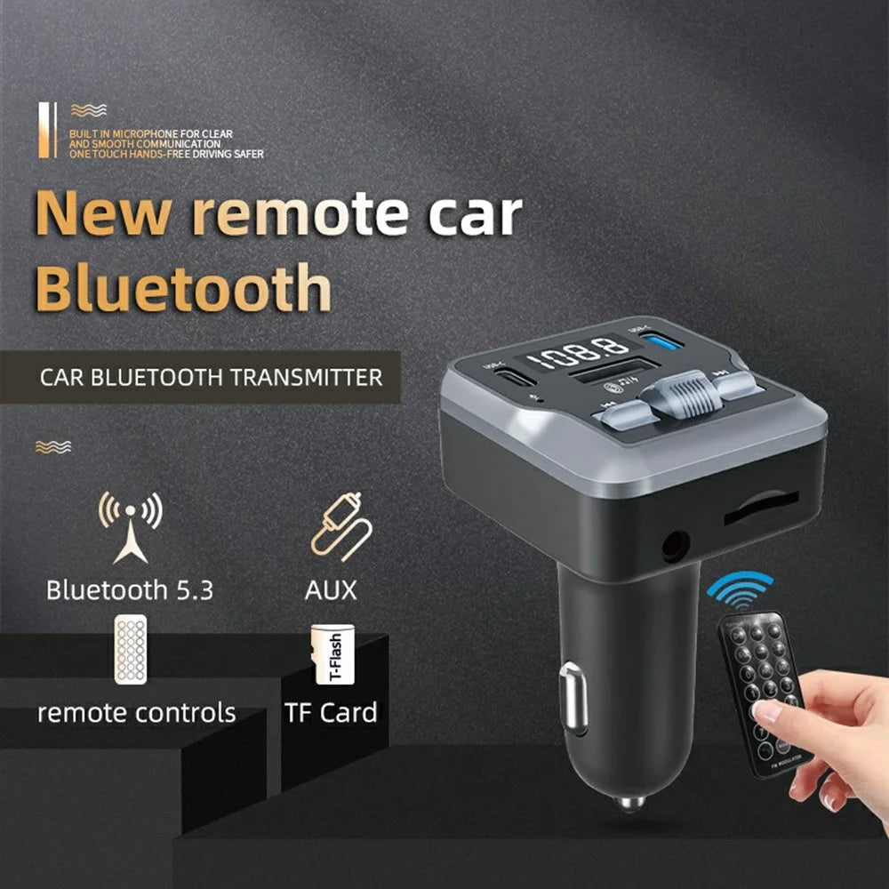 C66 Multifunctional Car Charger FM Transmitter Bluetooth-compatible Player Adapter with Remote Control - 2