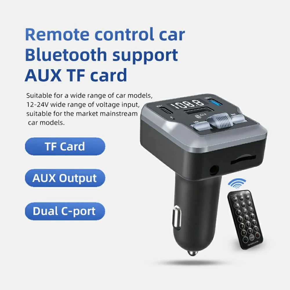 C66 Multifunctional Car Charger FM Transmitter Bluetooth-compatible Player Adapter with Remote Control - 3