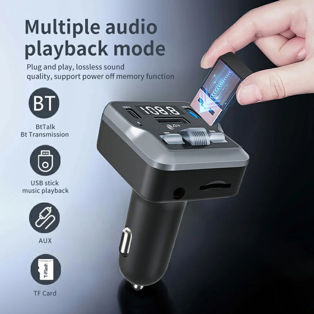 C66 Multifunctional Car Charger FM Transmitter Bluetooth-compatible Player Adapter with Remote Control - 4