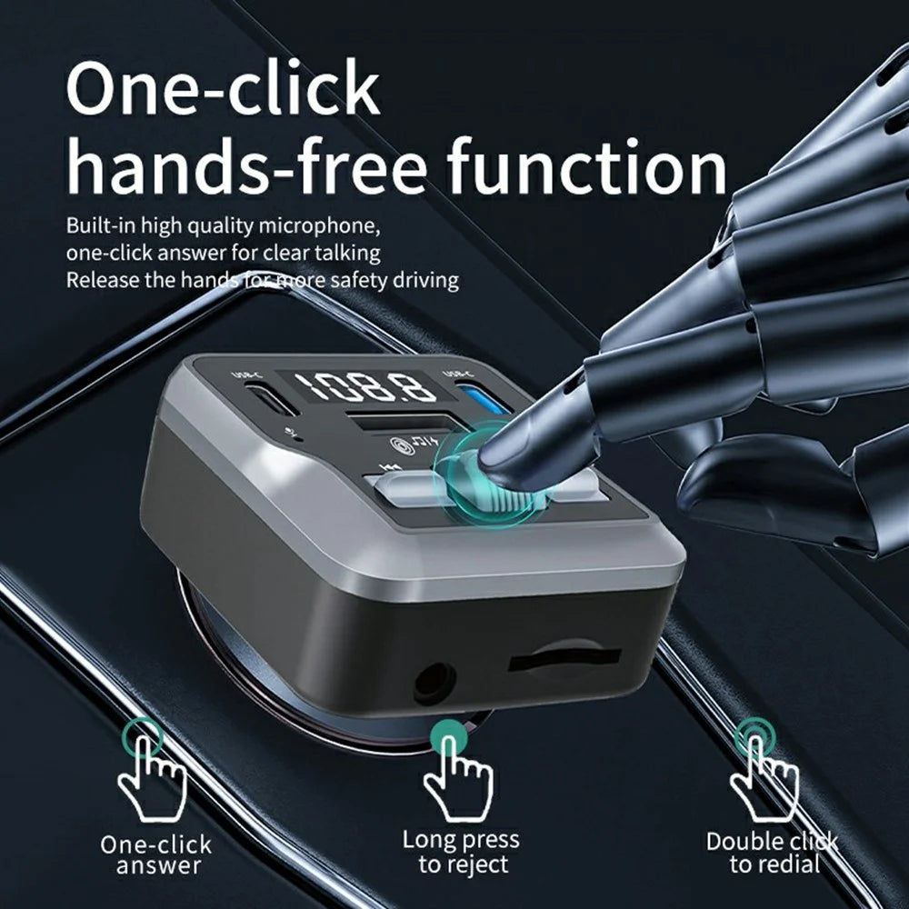C66 Multifunctional Car Charger FM Transmitter Bluetooth-compatible Player Adapter with Remote Control - 5