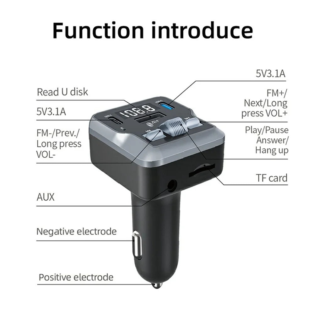 C66 Multifunctional Car Charger FM Transmitter Bluetooth-compatible Player Adapter with Remote Control - 6