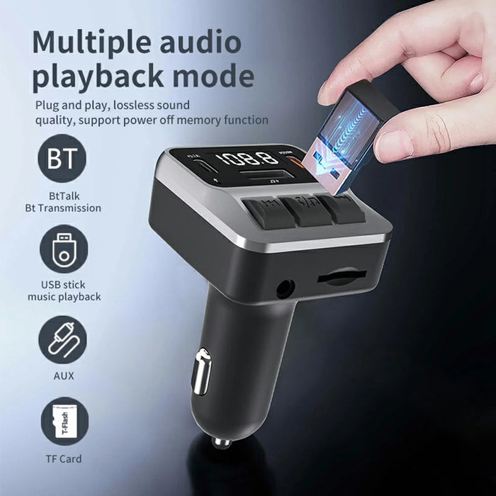 C65 Car Bluetooth-compatible FM Transmitter with Dual Type-C Port PD 30W Fast Charging Adapter - 4