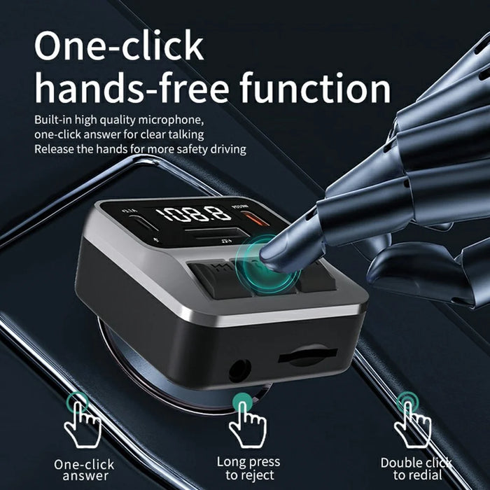 C65 Car Bluetooth-compatible FM Transmitter with Dual Type-C Port PD 30W Fast Charging Adapter - 5