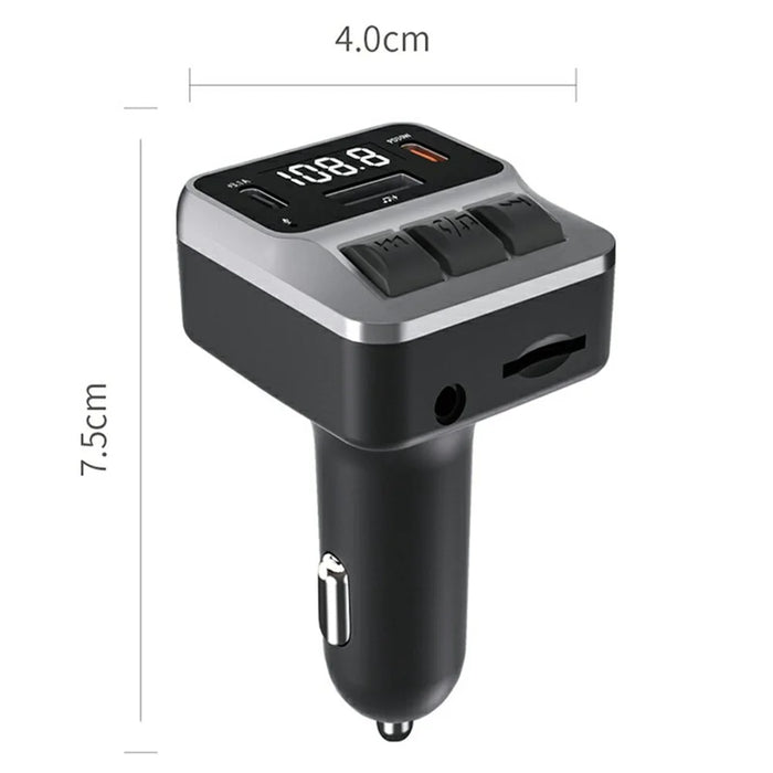C65 Car Bluetooth-compatible FM Transmitter with Dual Type-C Port PD 30W Fast Charging Adapter - 7