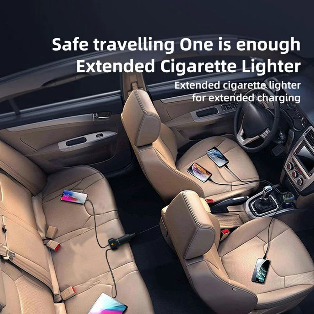 YQ9 Type-C + Dual USB Car Front Rear Seat Cigarette Lighter Charger for 12-24V Vehicles - 4