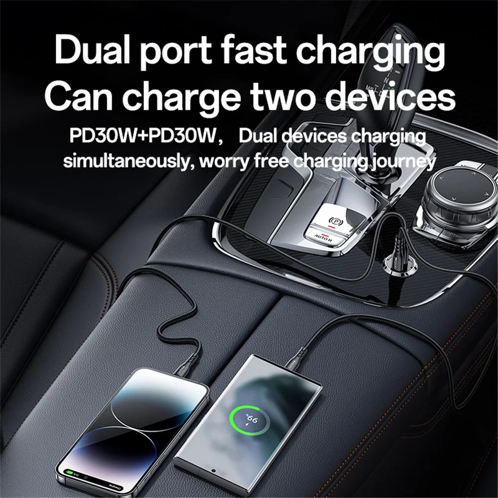YESIDO Y69 PD 30W Dual Type-C Fast Charging Car Charger with Handle - 4