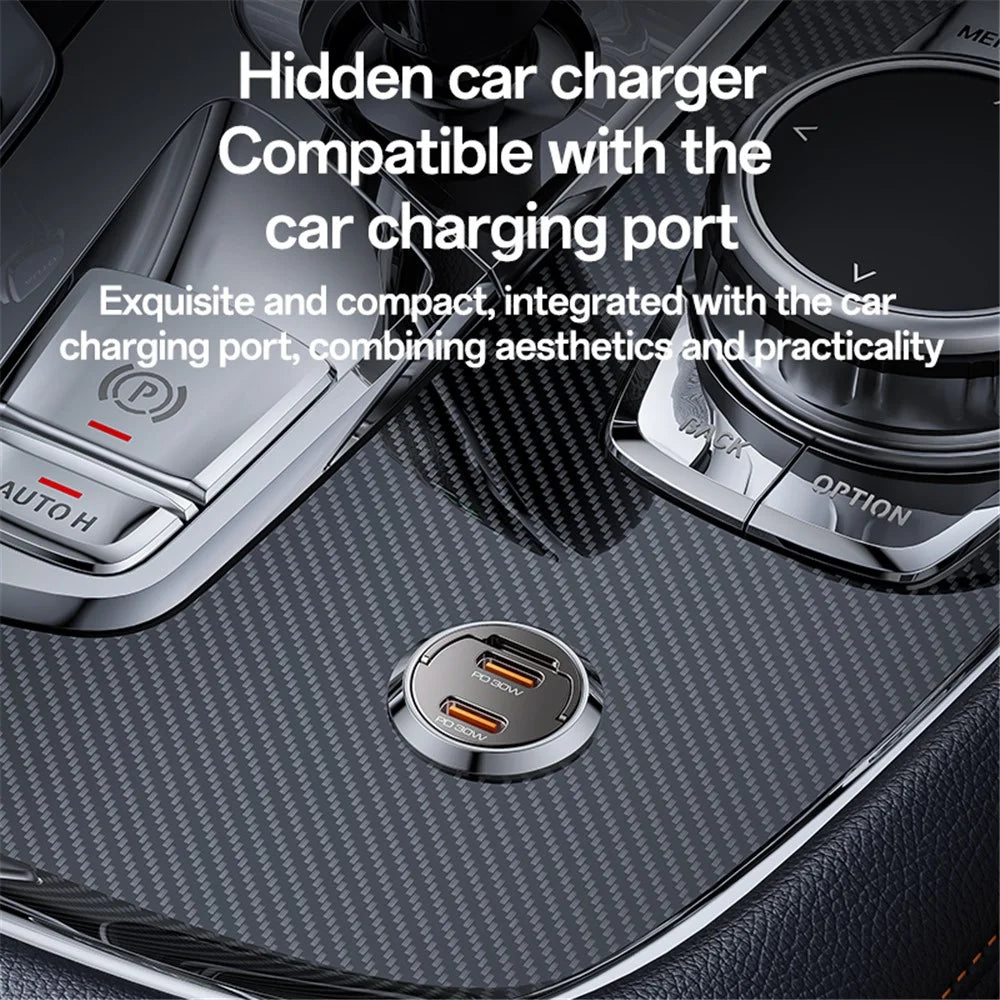 YESIDO Y69 PD 30W Dual Type-C Fast Charging Car Charger with Handle - 5