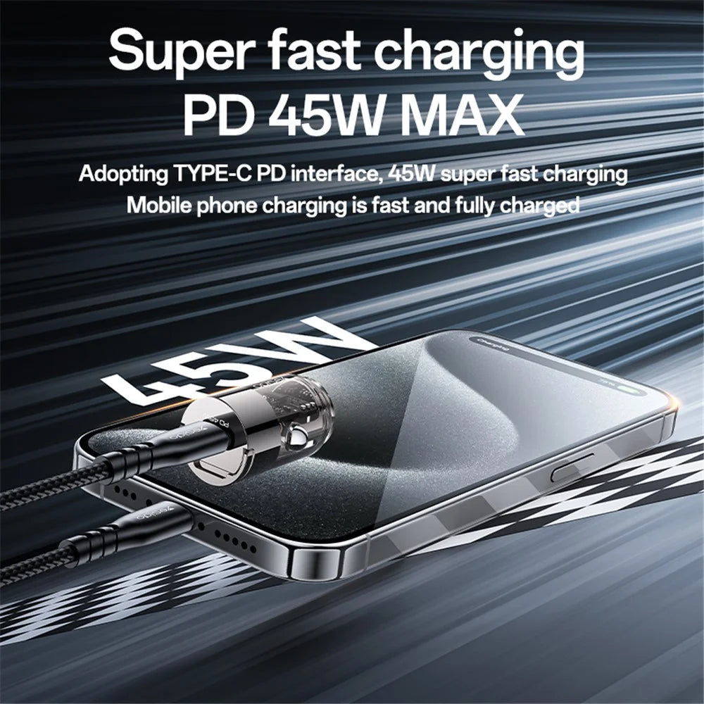 YESIDO Y67 PD 45W Type-C Mini Car Charger Fast Charging Adapter for Phones Laptops - 3