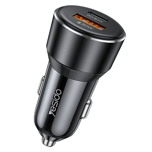 YESIDO Y64 50W USB+Type-C Dual Port Car Charger Fast Charging Cigarette Lighter Adapter - 1