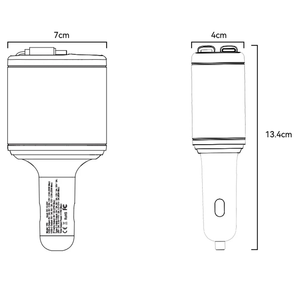YESIDO Y63 117W Fast Charging USB-A + Type-C Dual Port Car Charger with Retractable Cables - 6