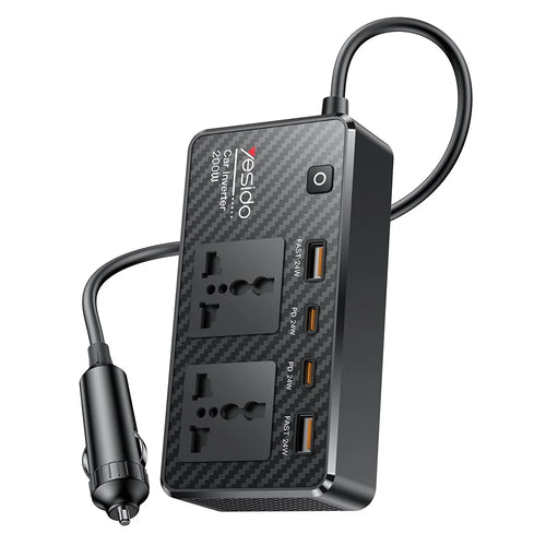 YESIDO VC07 200W High Power Car Inverter Fast Charging Adapter with 2 AC + 2 USB + 2 Type-C Ports - 1