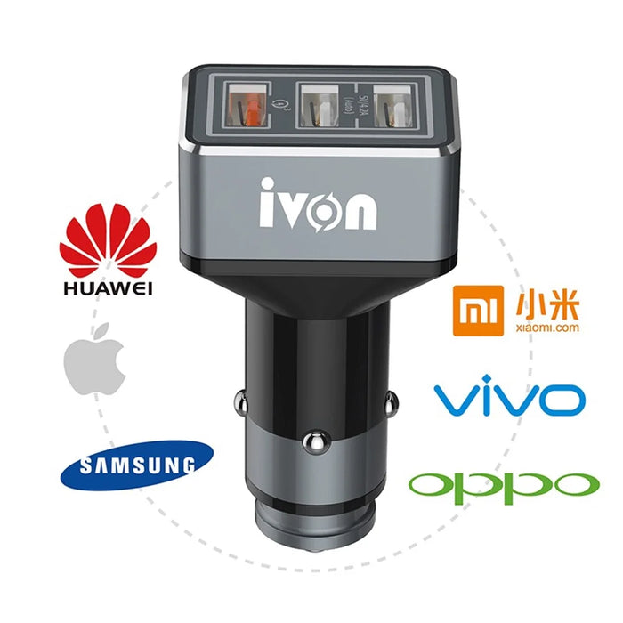 IVON CC36 5V 4.2A + QC3.0 3 USB Fast Charging Cigarette Lighter Car Charger Adapter - 2