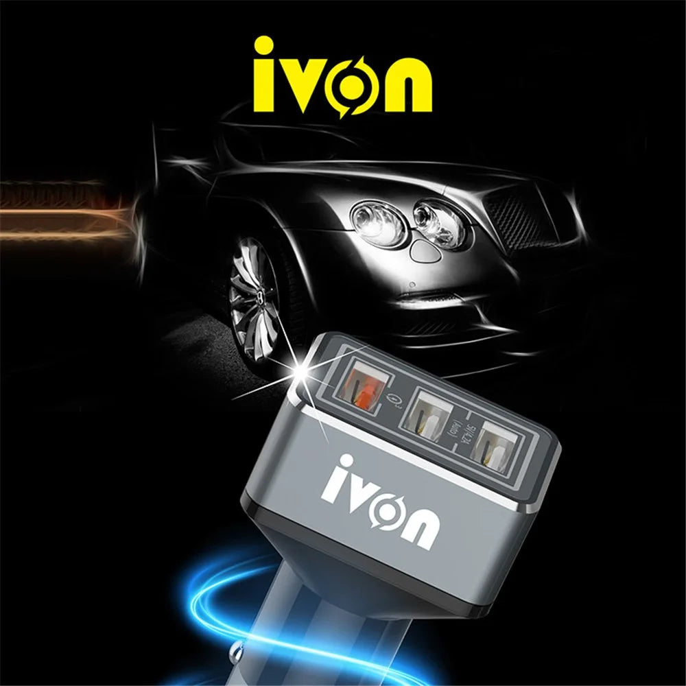 IVON CC36 5V 4.2A + QC3.0 3 USB Fast Charging Cigarette Lighter Car Charger Adapter - 4