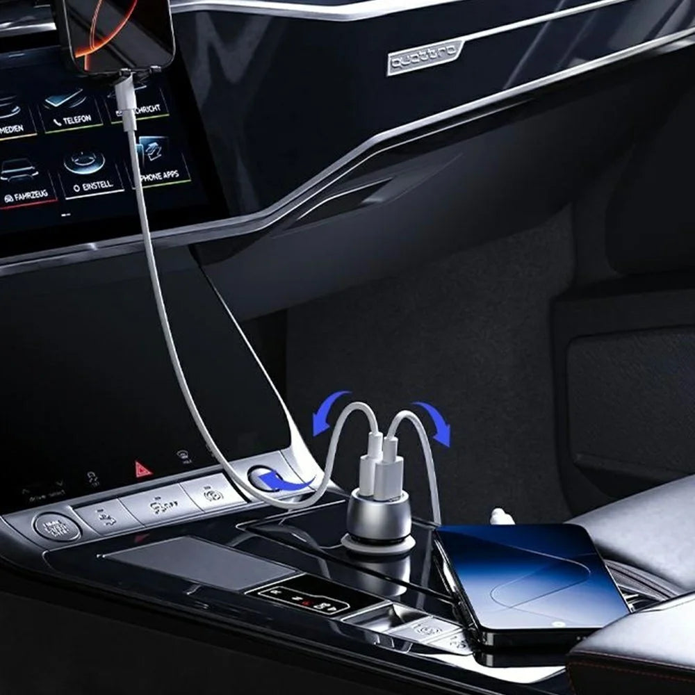 WEKOME WP-C55 Car Charger 36W Dual USB Fast Charging Aluminum Alloy Transparent Adapter - Silver - 6