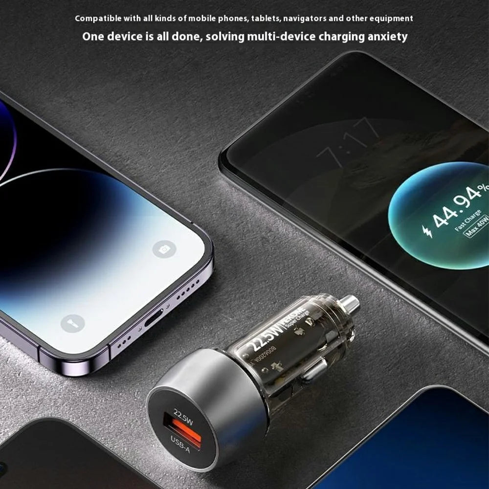 WEKOME WP-C57 Car Charger 22.5W Single USB-A Port Fast Charging Aluminum Alloy Transparent Adapter - Silver - 4
