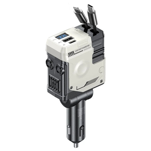 WEKOME WP-C59 Car Charger 75W Fast Charging Multi-Port Adapter with Retractable Cable - White - 1