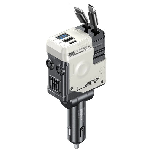 WEKOME WP-C59 Car Charger 75W Fast Charging Multi-Port Adapter with Retractable Cable - White - 1