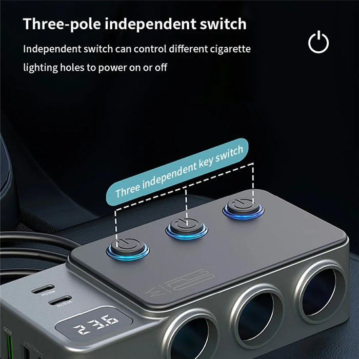 GC06 Car Charger High Power Fast Charging Voltage Display Cigarette Lighter Adapter - 6