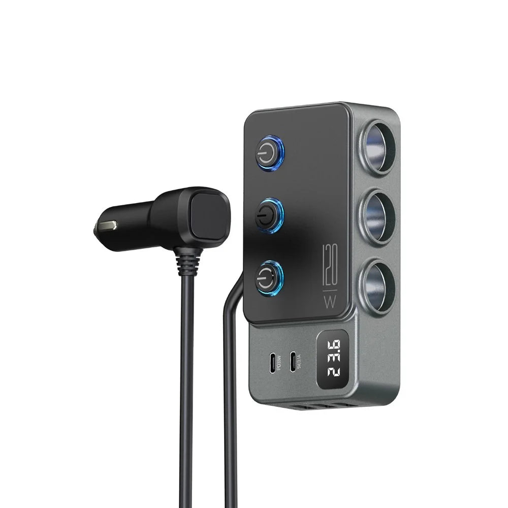 PD 35W Fast Charging Car Charger 3 in 1 Cigarette Lighter Adapter 120W 5 USB Ports for Multiple Devices - 1