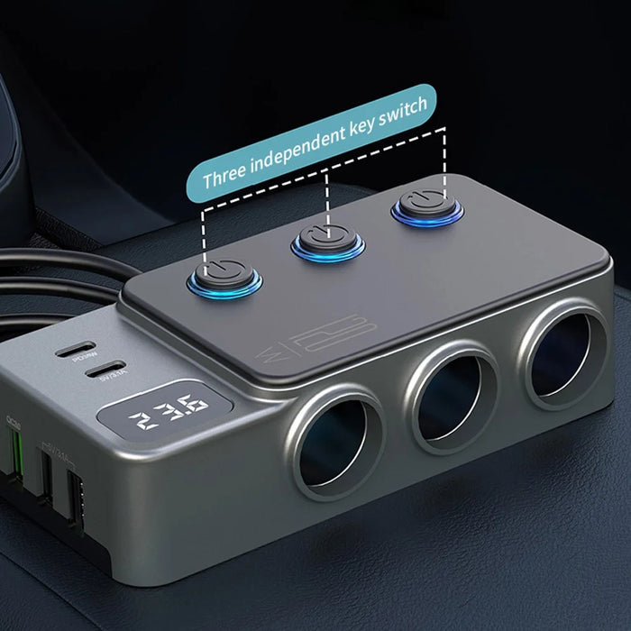 PD 35W Fast Charging Car Charger 3 in 1 Cigarette Lighter Adapter 120W 5 USB Ports for Multiple Devices - 6