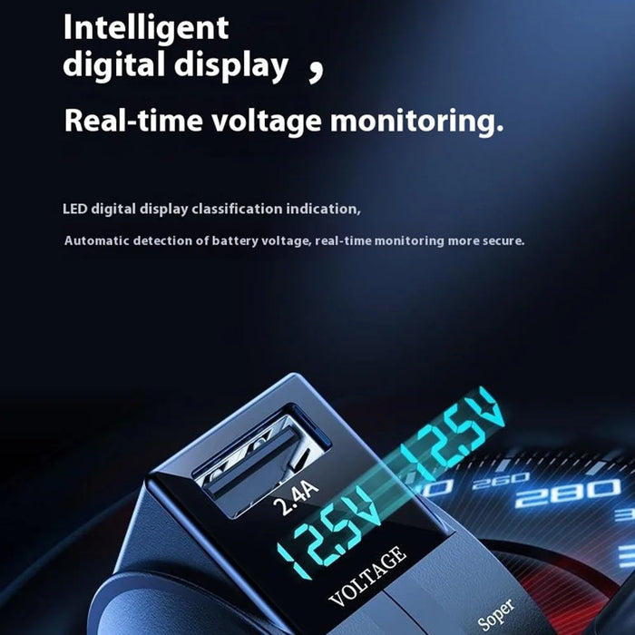 PT-8 60W High Power LED Display Car Charger Cigarette Lighter Adapter with Dual Type C Retractable Cables - 6