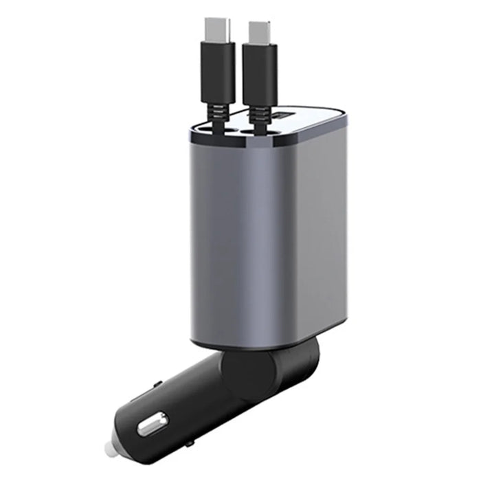 PT-16 Car Charger LED Display Cigarette Lighter Adapter with iP  /  Type C Retractable Cable - 2